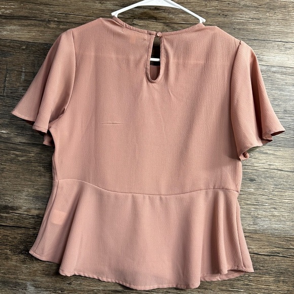Monteau Pink Mauve Flutter Sleeve Peplum Blouse Small - Picture 2 of 5